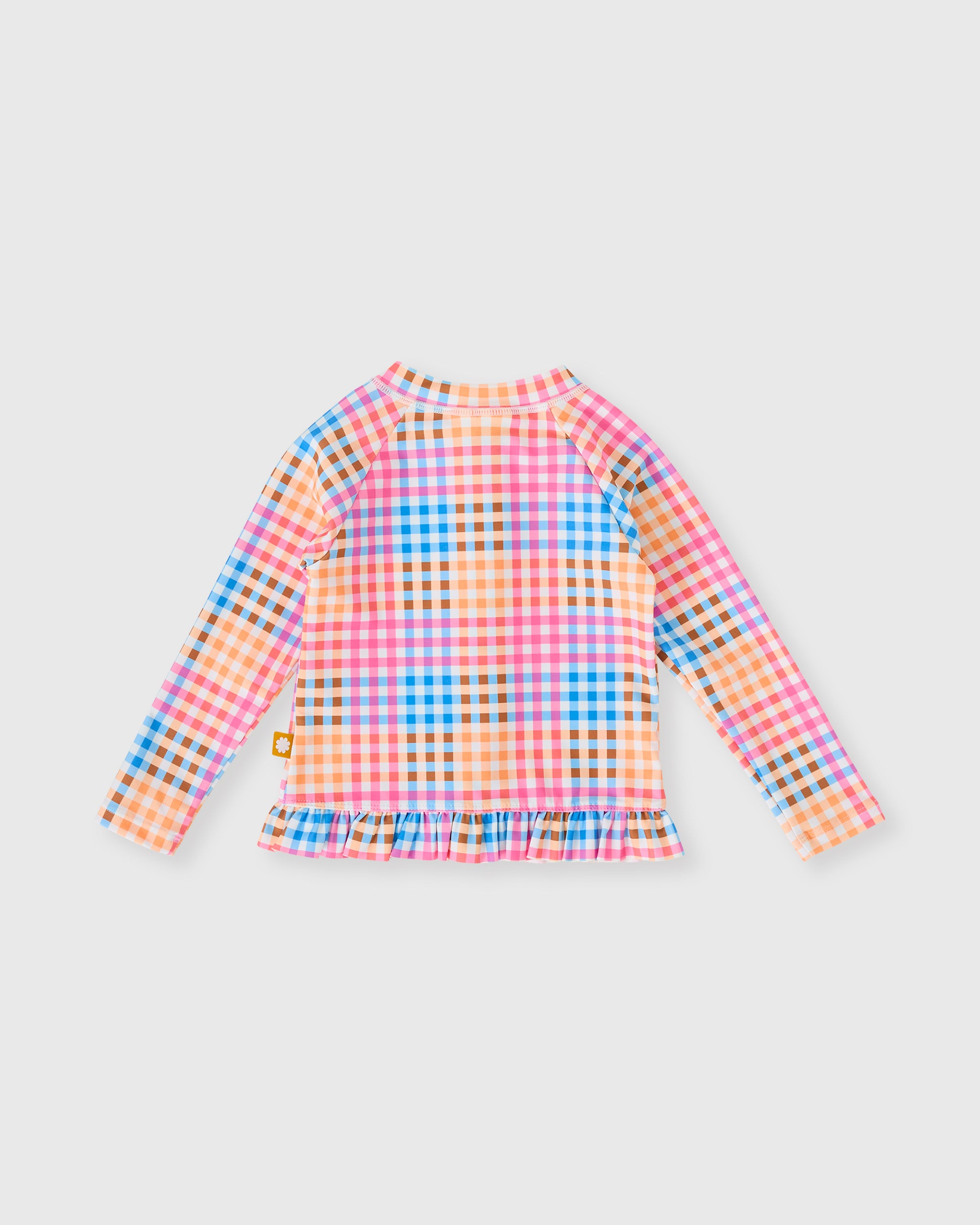 Goldie & Ace Rainbow Gingham Zip Up Rashguardl