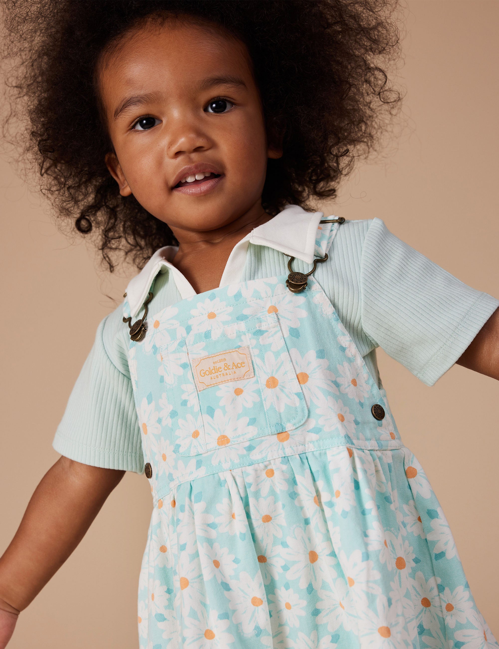 Goldie & Ace - TULLY TIERED PINAFORE DRESS DAISY DELIGHT
