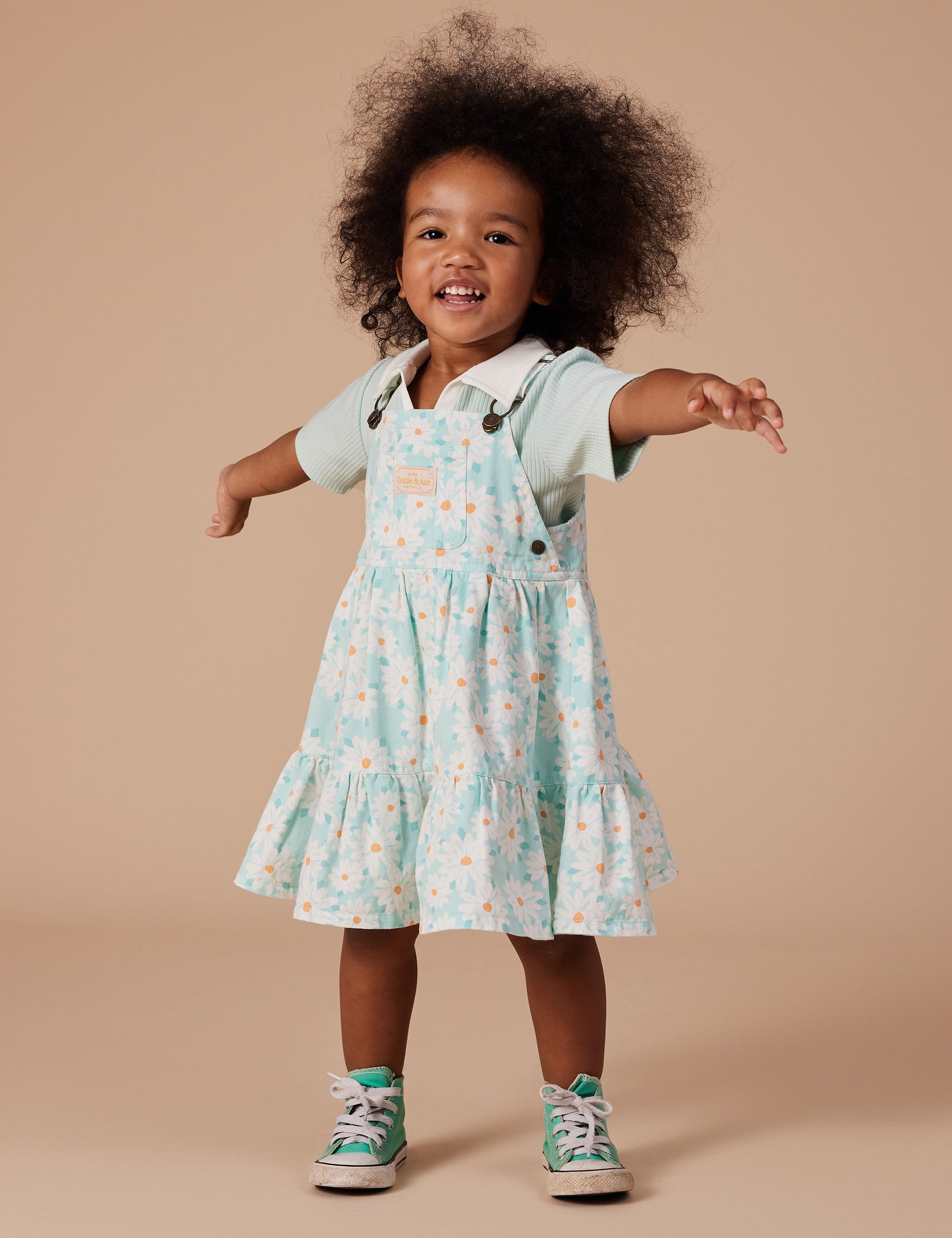 Goldie & Ace - TULLY TIERED PINAFORE DRESS DAISY DELIGHT