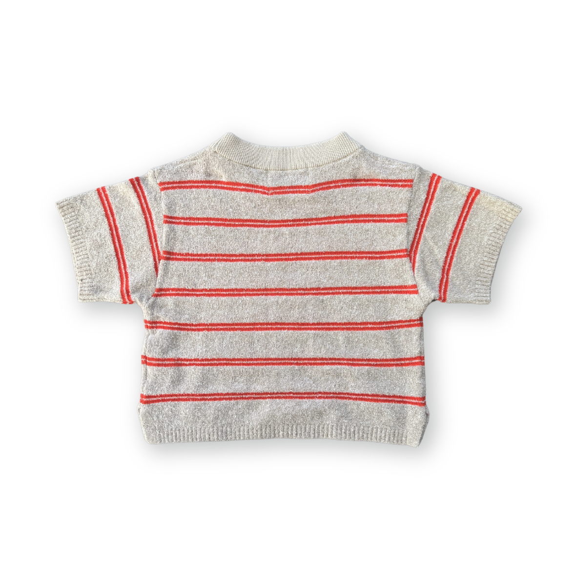 Grown Knitted Terry Striped Tee - Dune/Rosso