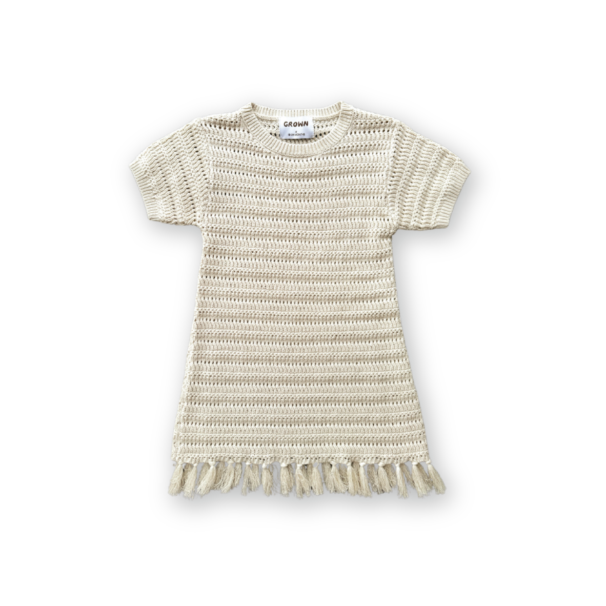 Grown Knitted Tassel Dress - Dune