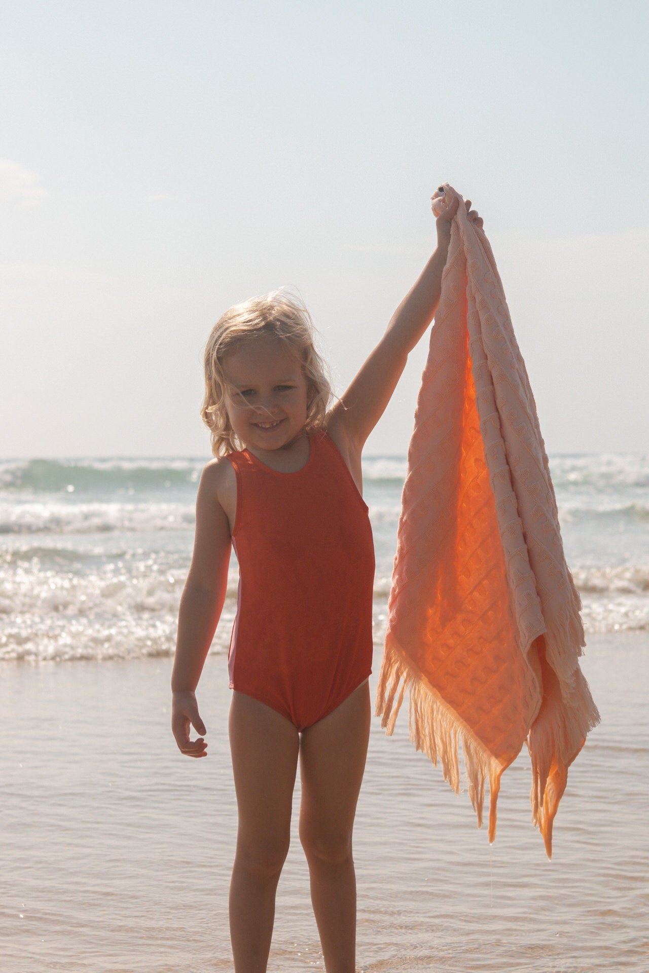 Grown Flow Terry Beach Towel - Peachy