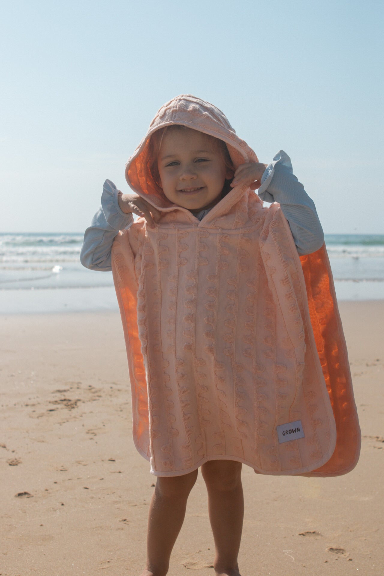 Grown Terry Towelling Flow Poncho - Peachy