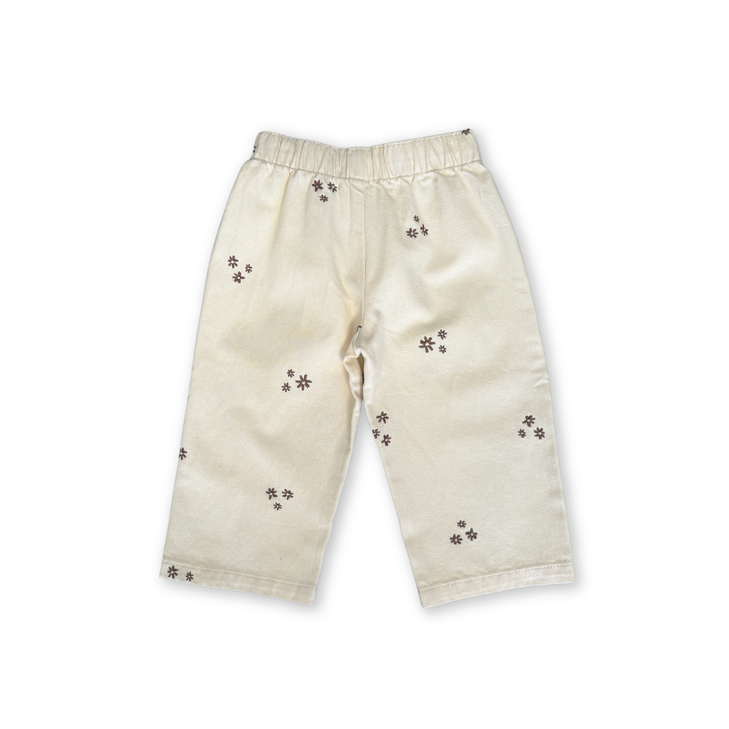 Grown Organic Denim Wild Flower Embroidery Pant - Milk