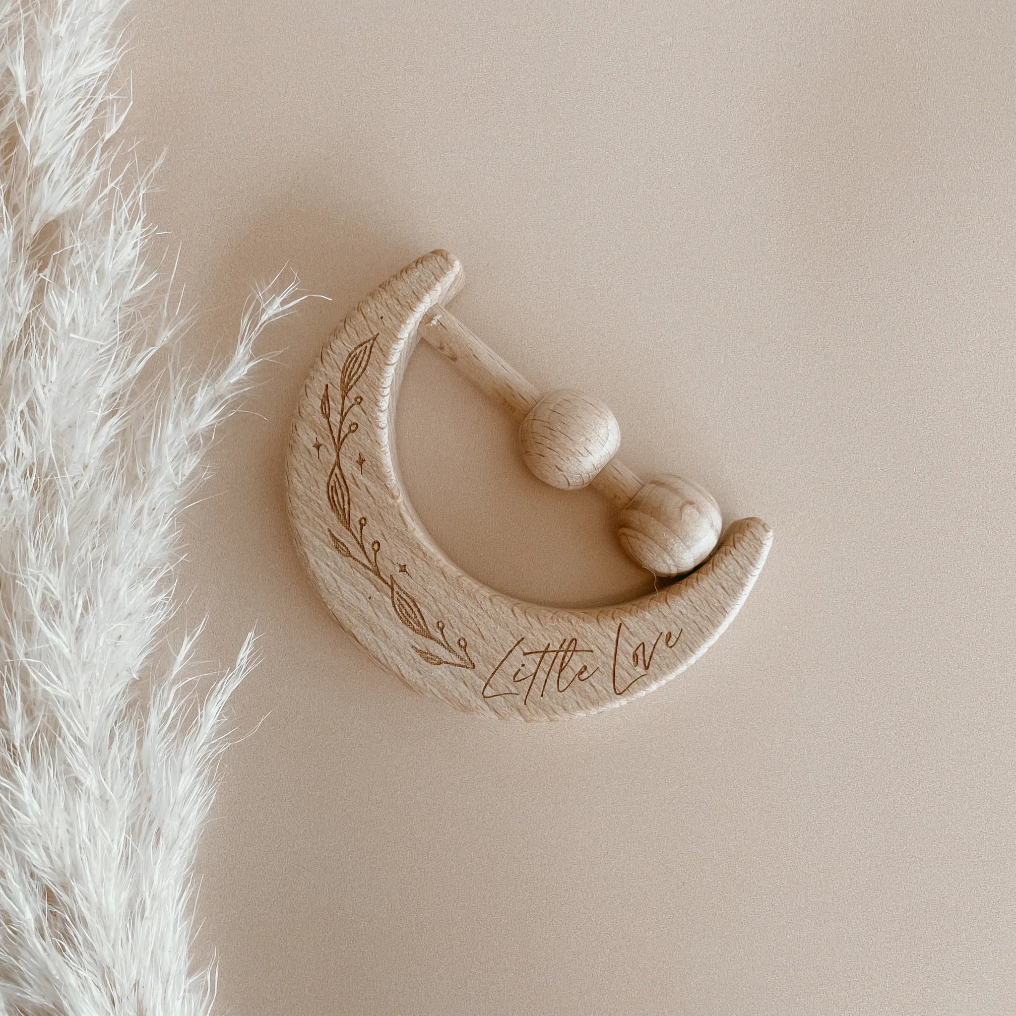 Blossom & Pear Wooden Moon Rattle Non-Personalised Little Love