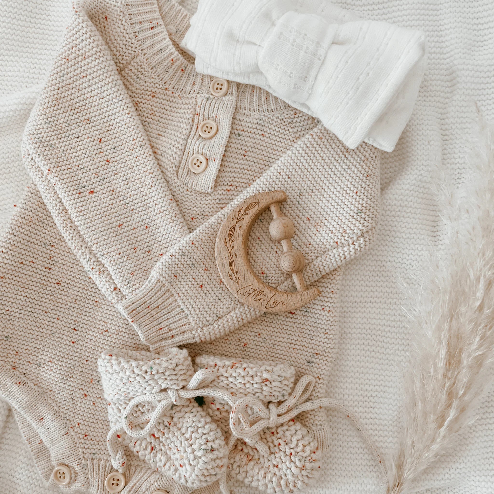 Blossom & Pear Wooden Moon Rattle Non-Personalised Little Love