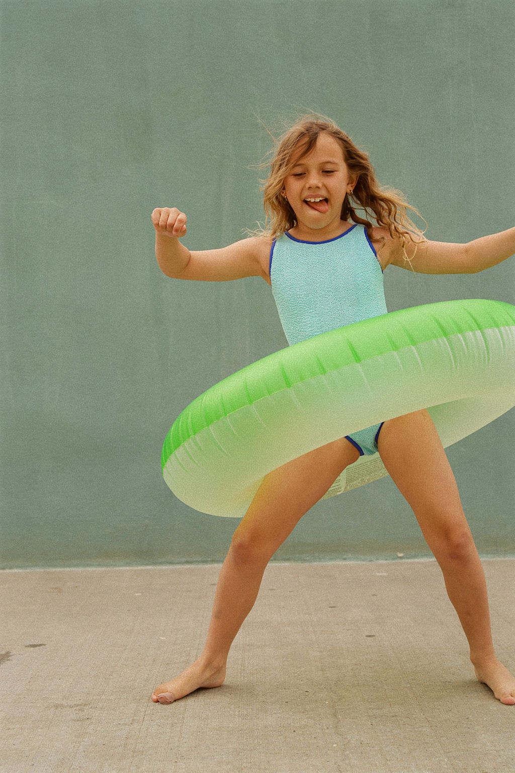 Golden Child Fluro Crinkle One piece Swimsuit - Mint & Electric