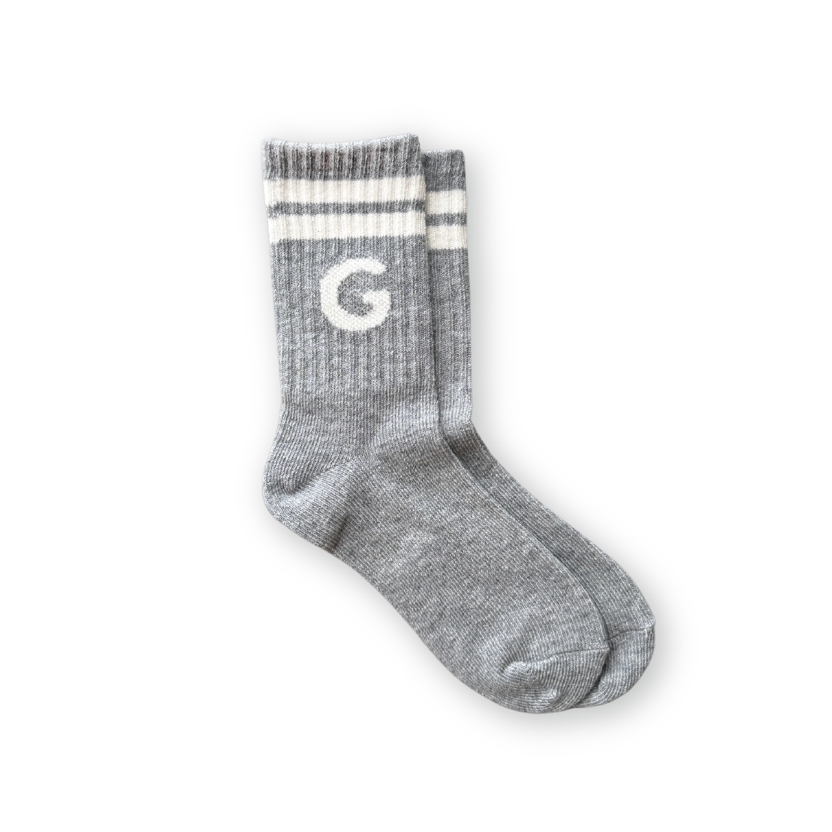 Grown Stripe Logo Socks - Grey Marle
