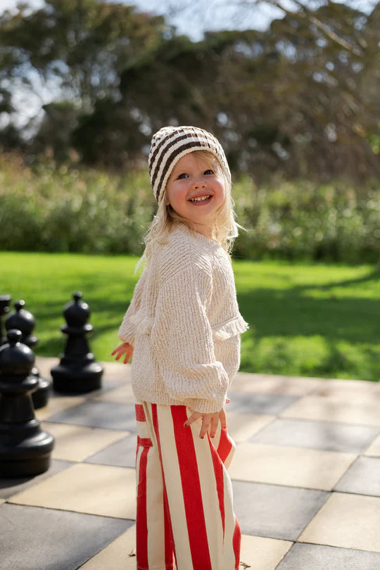 Grown Organic Fringe Rib Knit Pull Over - Natural
