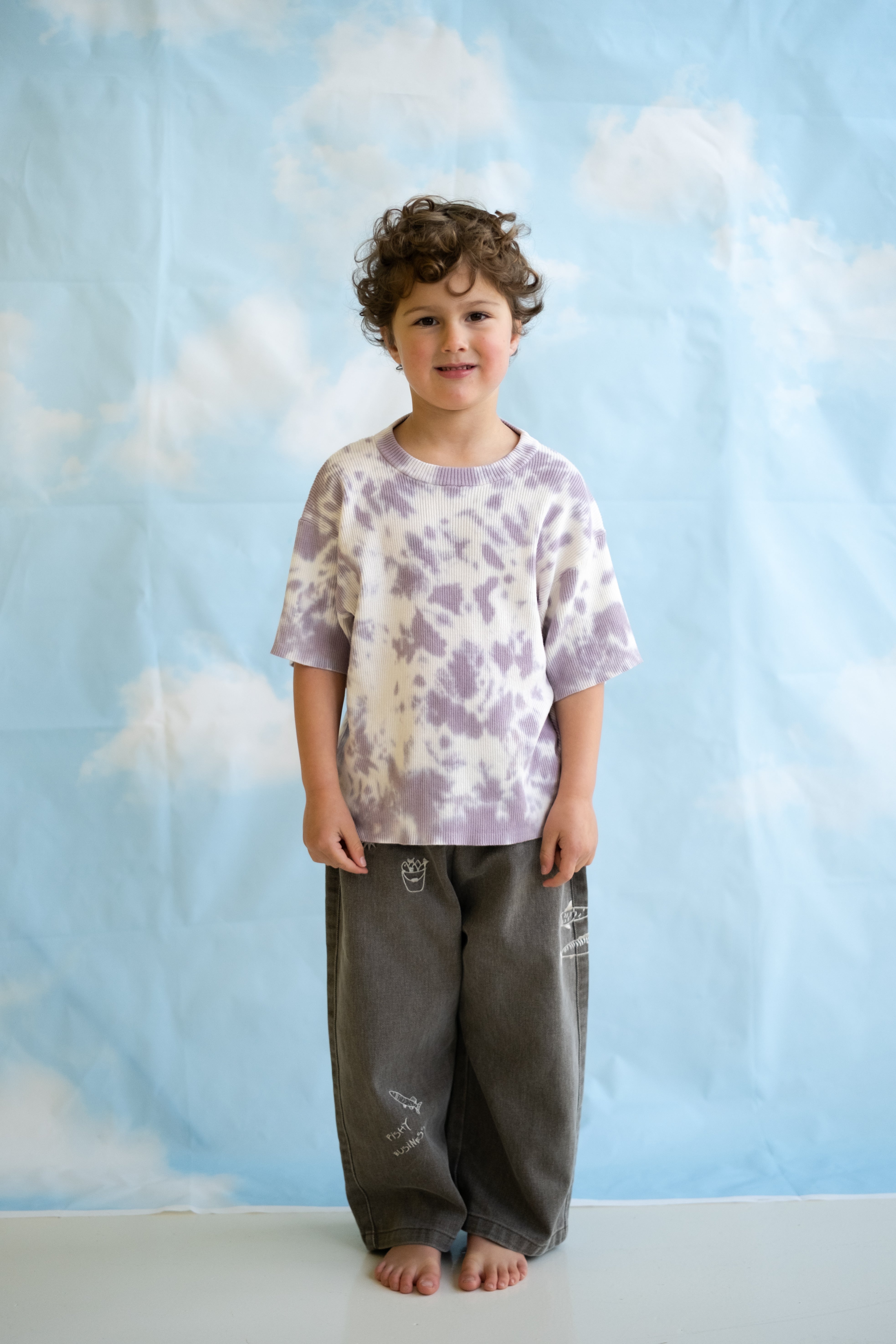 Grown Organic Knitted Tie Dye Rib Tee - Grape