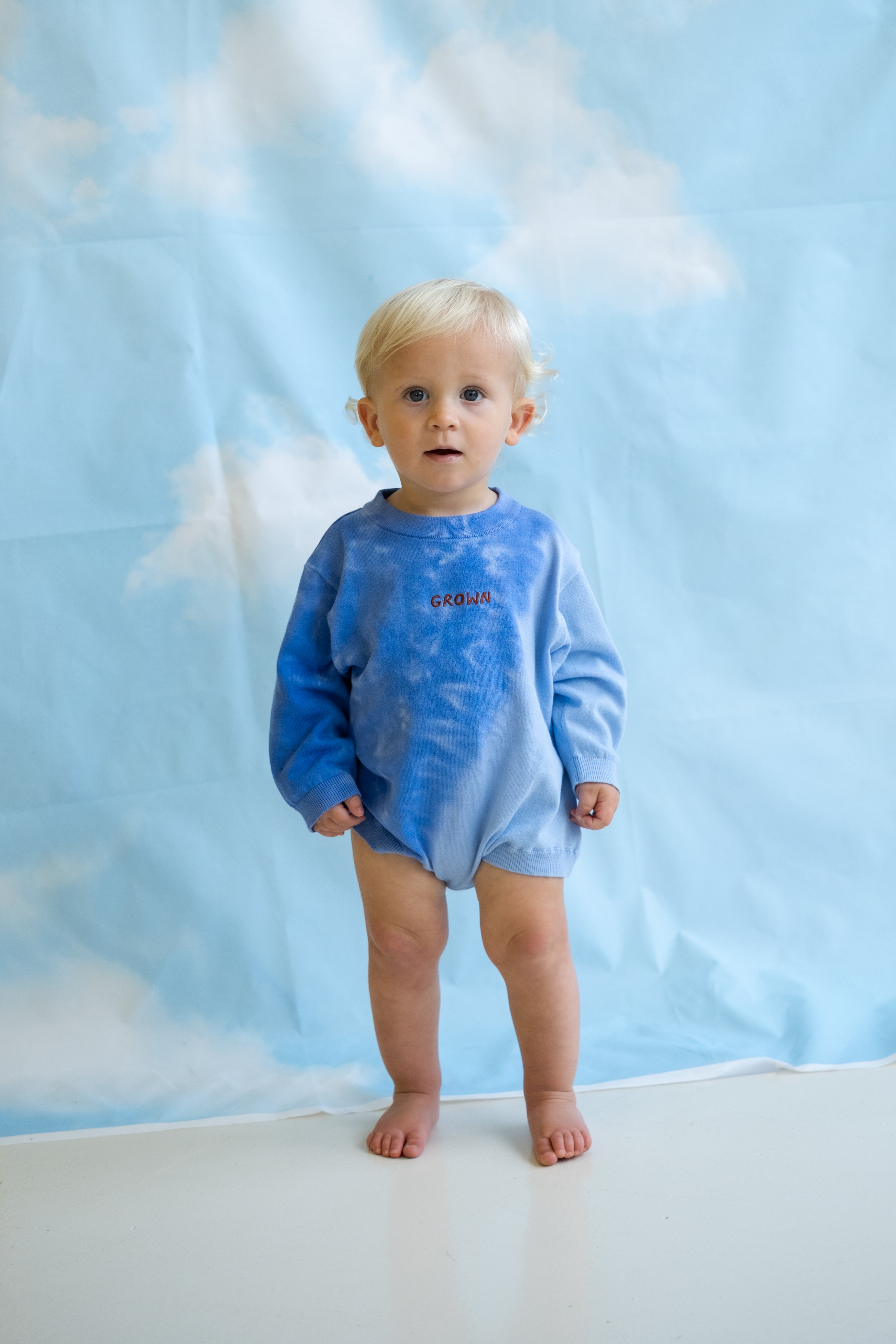 Grown Organic Tie Dye Knit Romper - Pacific