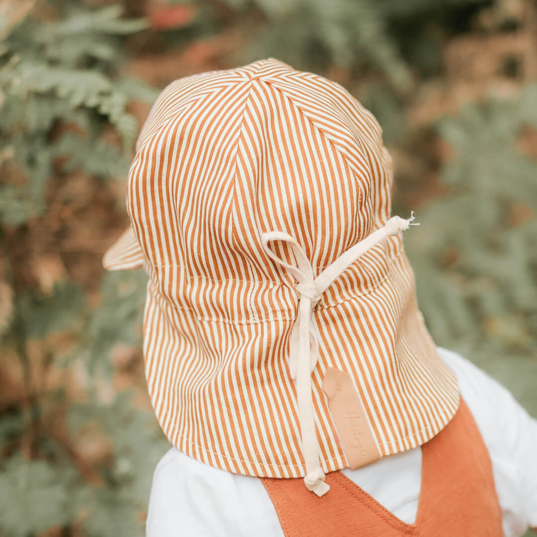 Bedhead 'Lounger' Baby Reversible Flap Sun Hat - Frankie / Flax