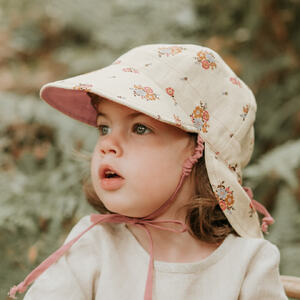 Bedhead 'Lounger' Baby Reversible Flap Sun Hat - Primrose/ Rosa