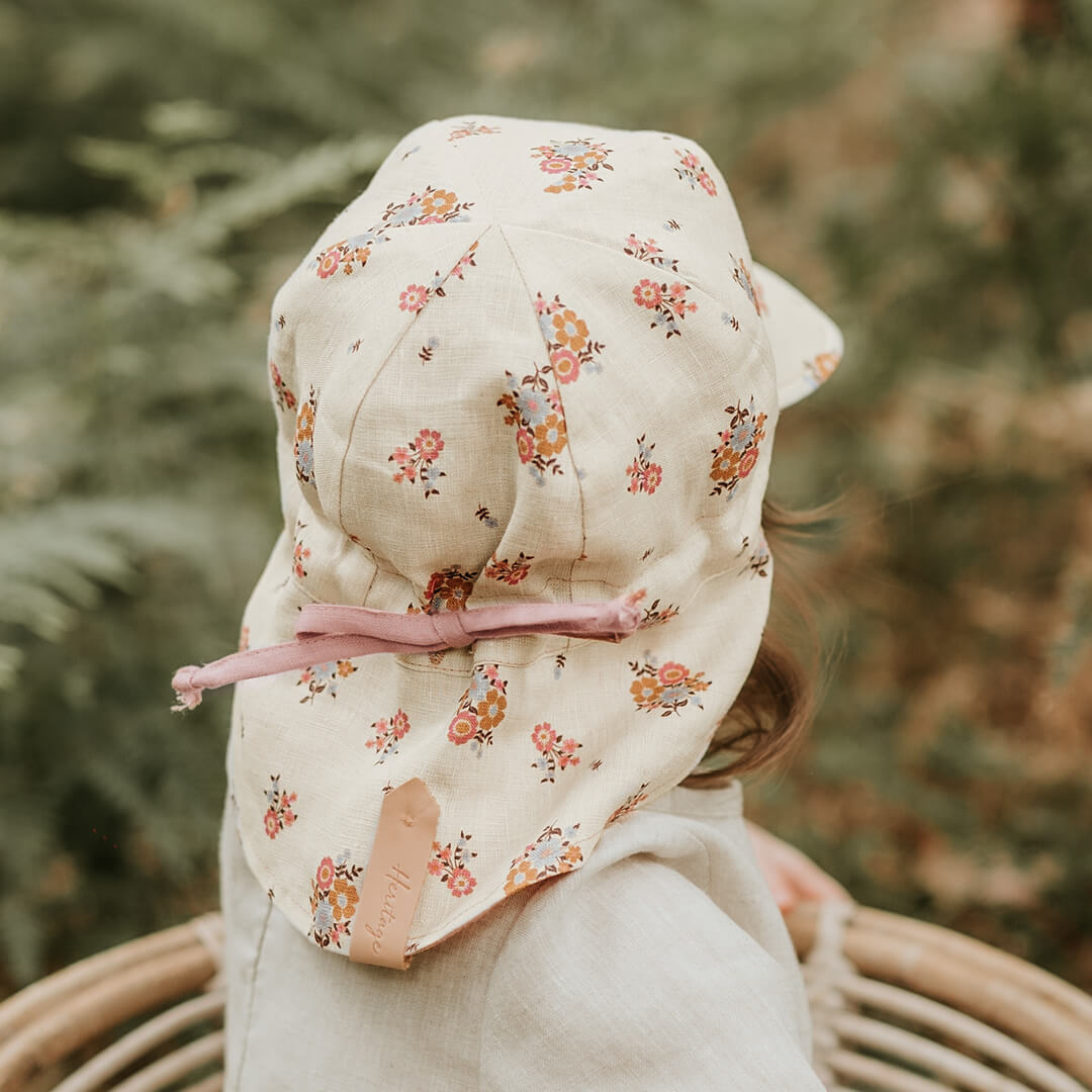 Bedhead 'Lounger' Baby Reversible Flap Sun Hat - Primrose/ Rosa