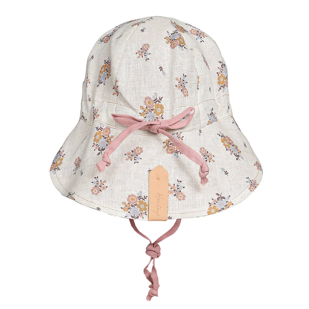 Bedhead 'Lounger' Baby Reversible Flap Sun Hat - Primrose/ Rosa