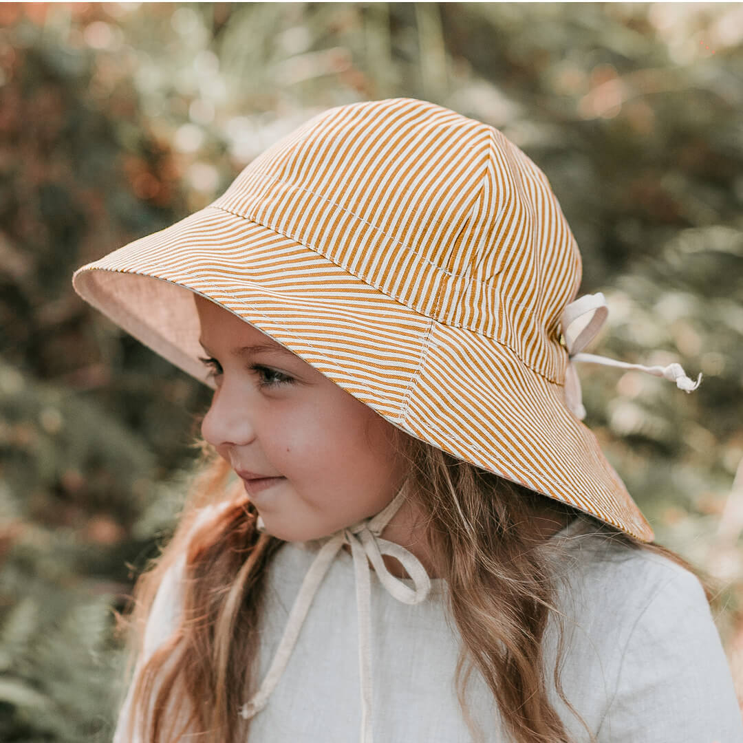 Bedheads 'Wanderer' Girls Reversible Panelled Bucket Sun Hat - Frankie/Flax