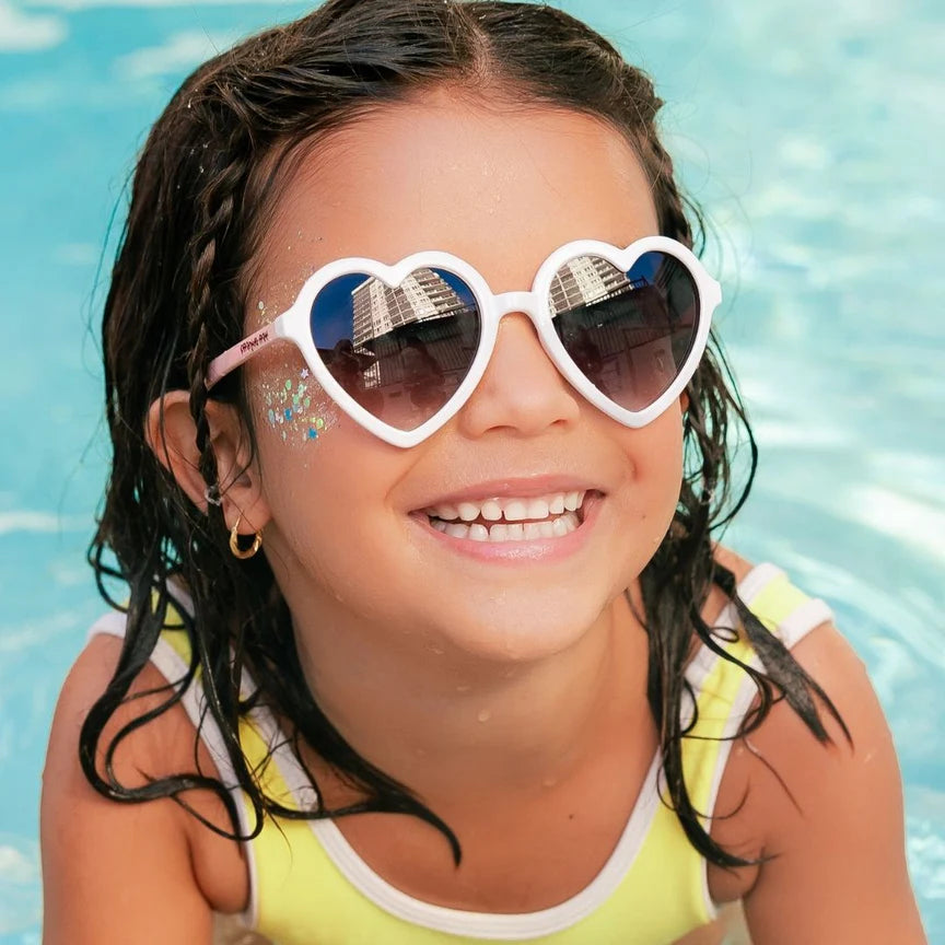 Frankie Ray Sunglasses Heart in White and Lt Pink