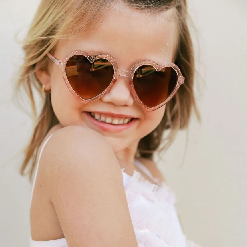 Frankie Ray Sunglasses HEART Sparkle - Pink Glitter