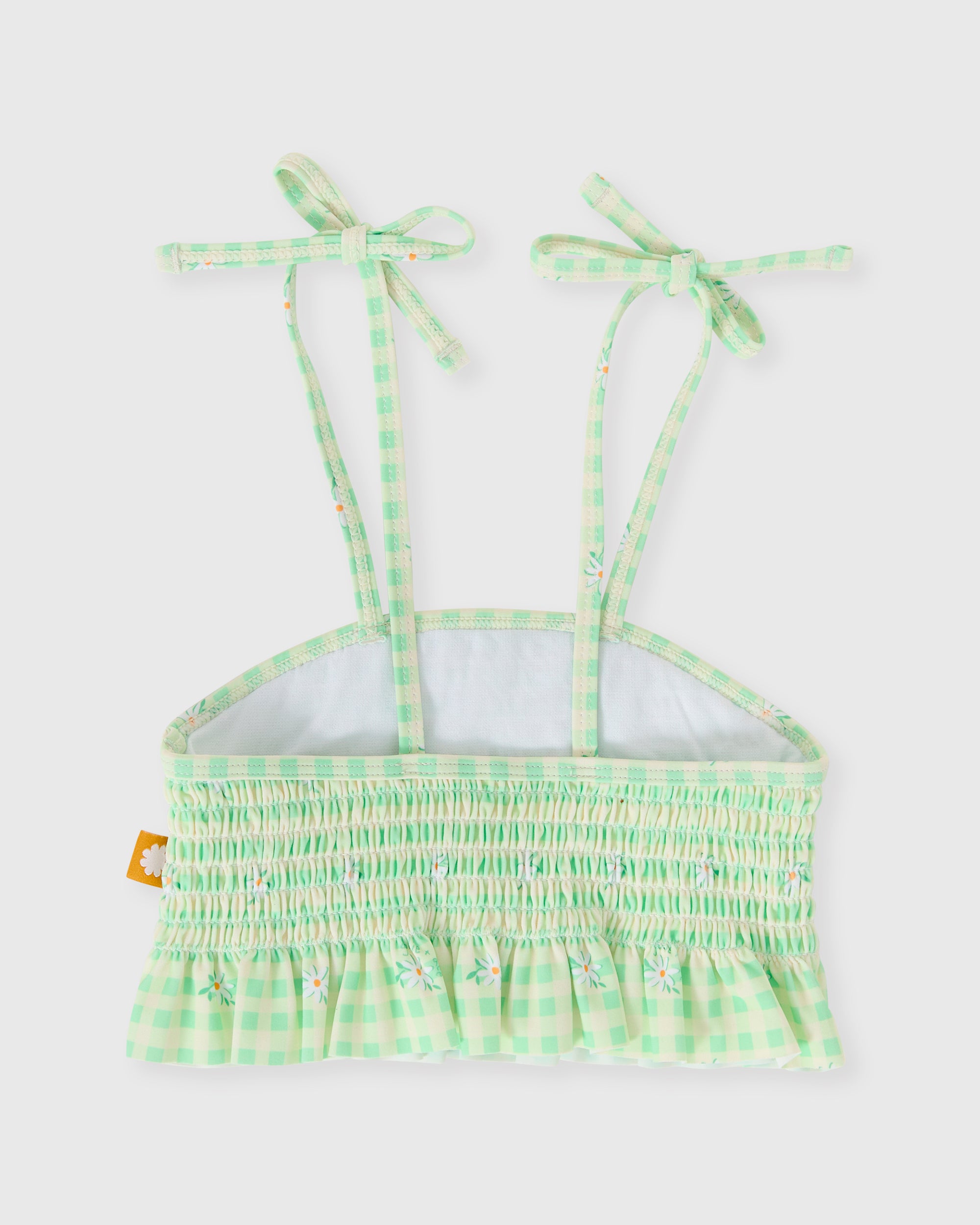 Goldie & Ace Gingham Daisy Shirred Bikini Top