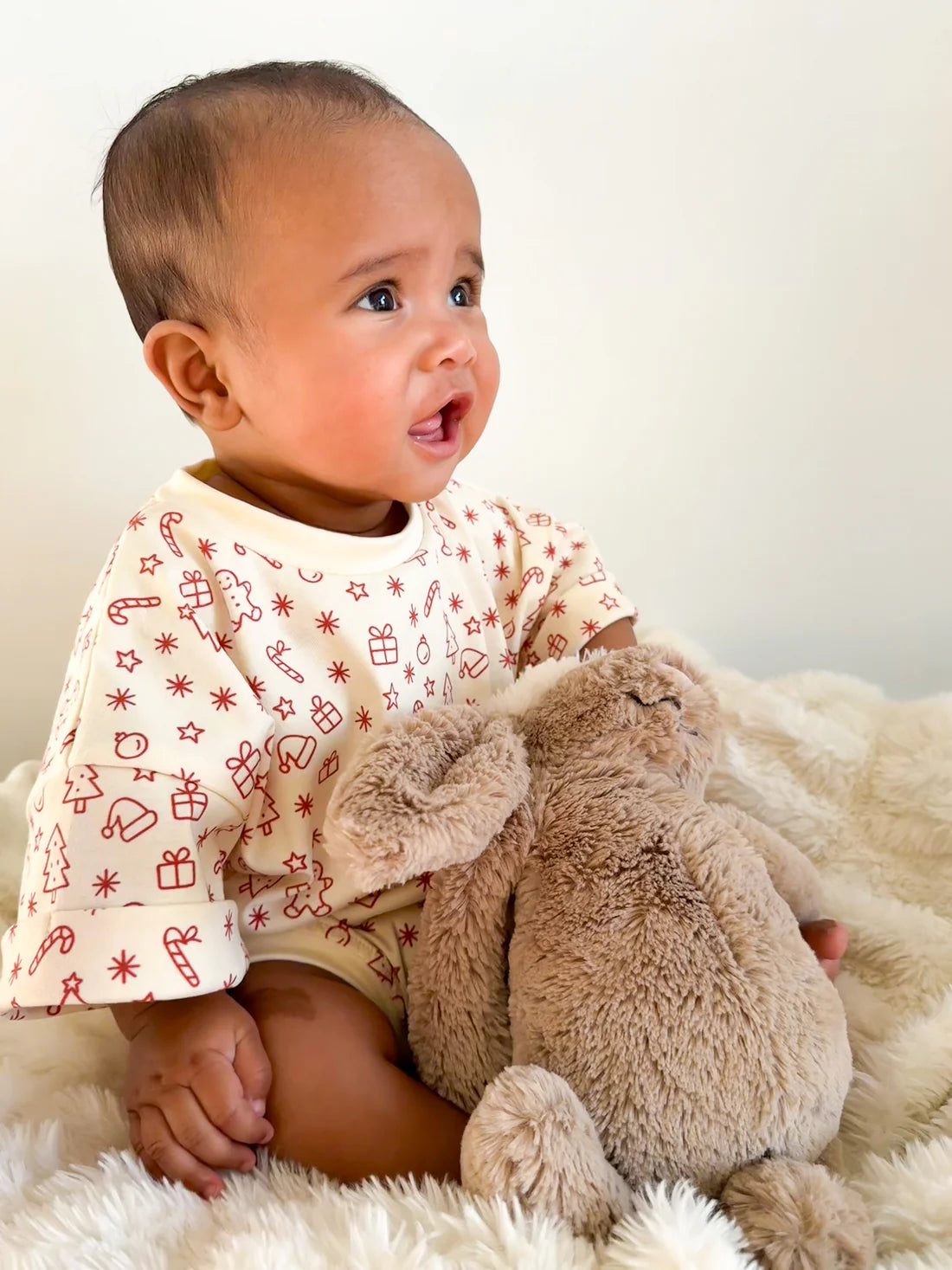 Petite Co Christmas Print Tshirt Romper