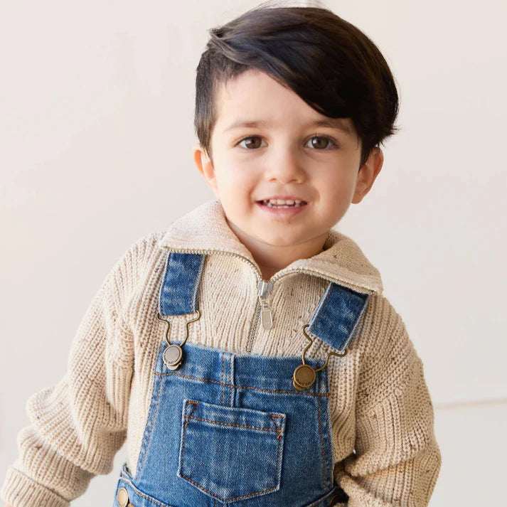 Jamie Kay Nicholas Half Zip Jumper - Oatmeal Little Fawn Elk Fleck