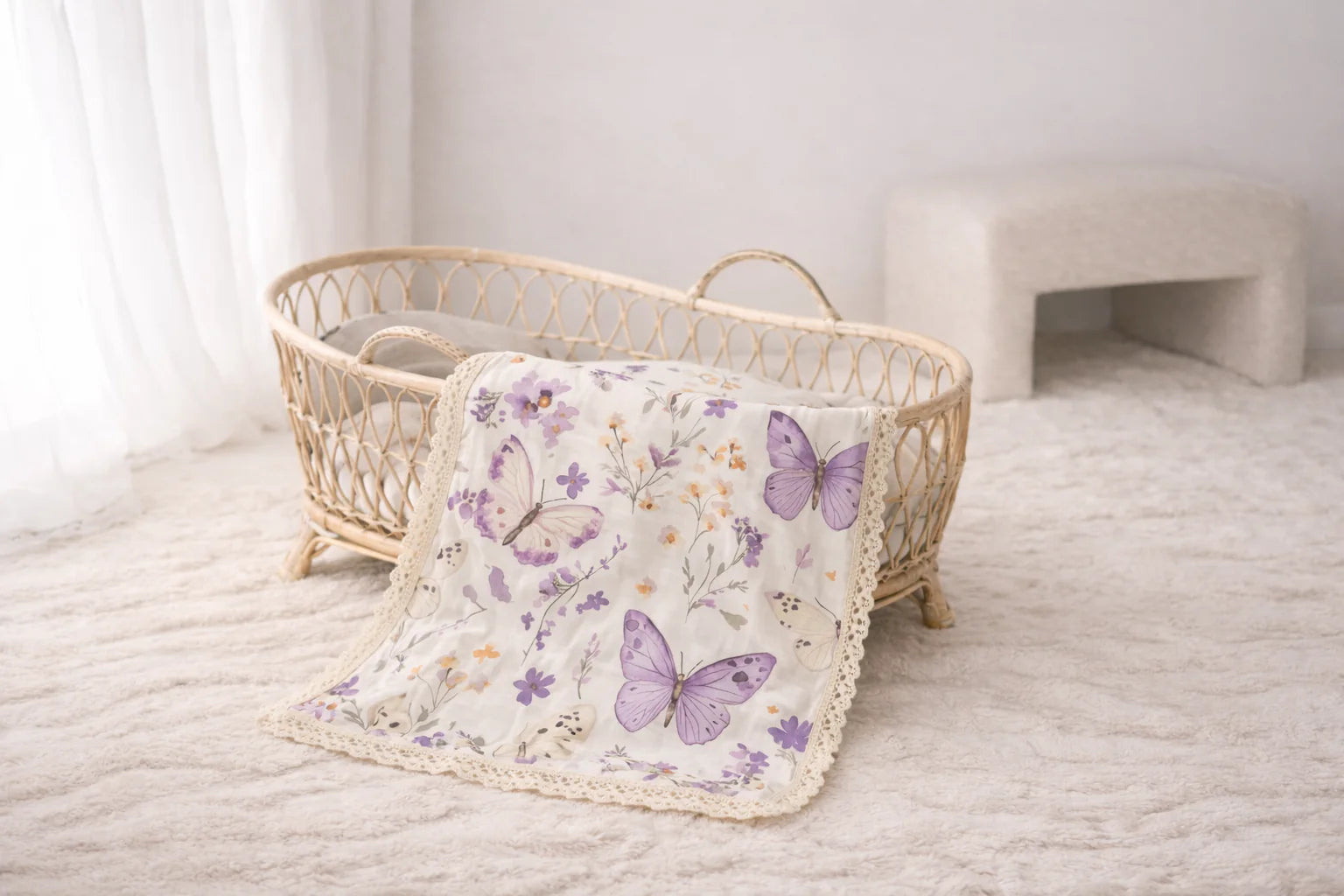 Confetti Kidz Lilac Butterflies Muslin Blanket