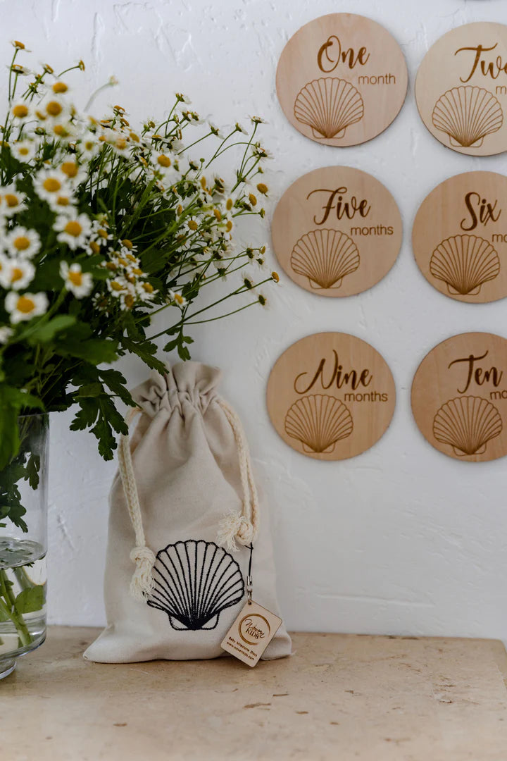 Woven Kids Baby Milestone Discs - Seashell