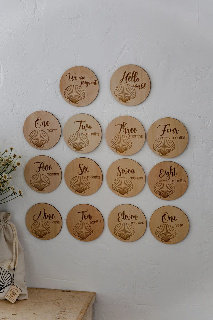Woven Kids Baby Milestone Discs - Seashell