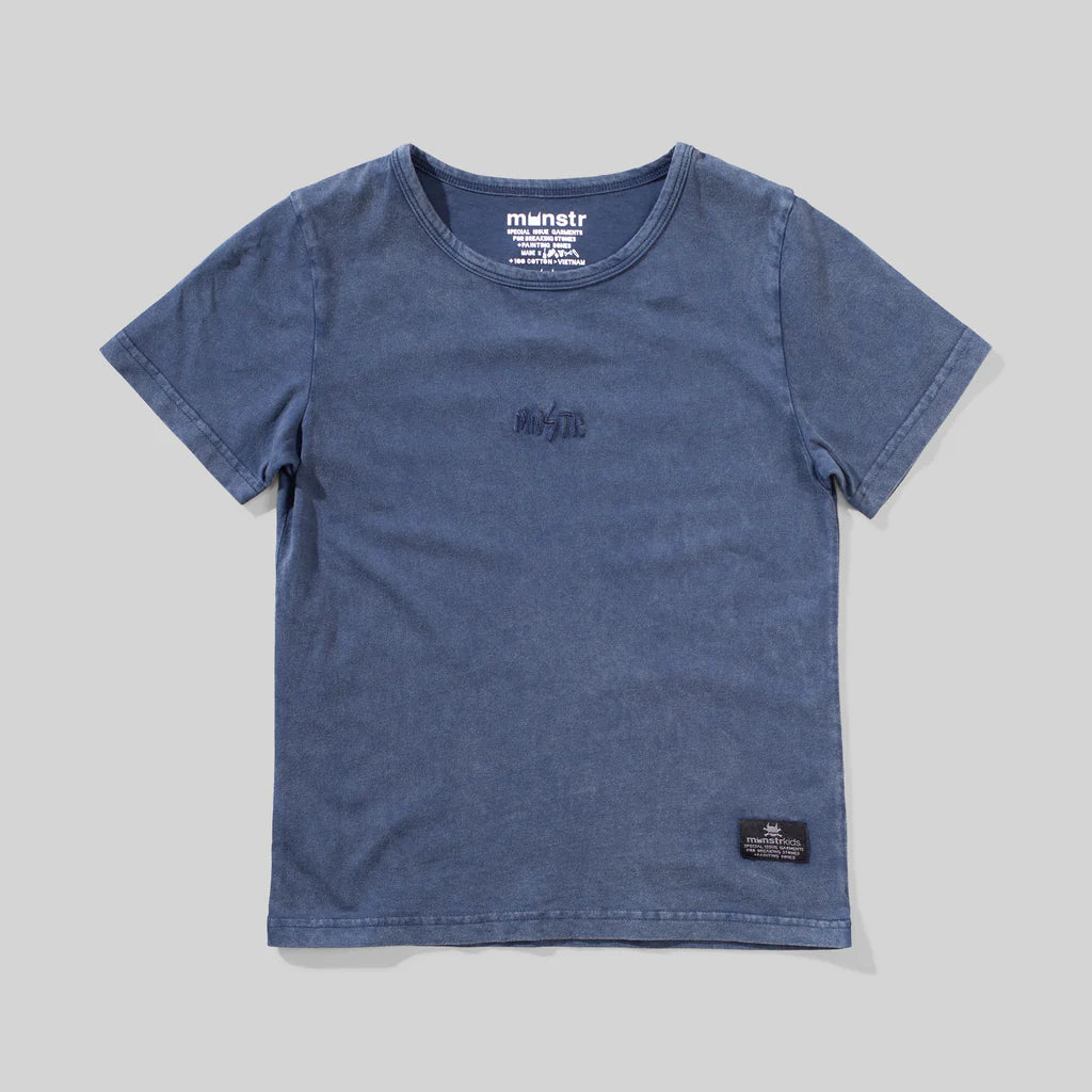 Munster Kids Logo EMB SS Tee Mineral DK Denim