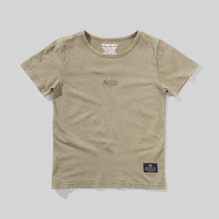 Munster Kids Logo EMB SS Tee Mineral -Dusty OLIVE