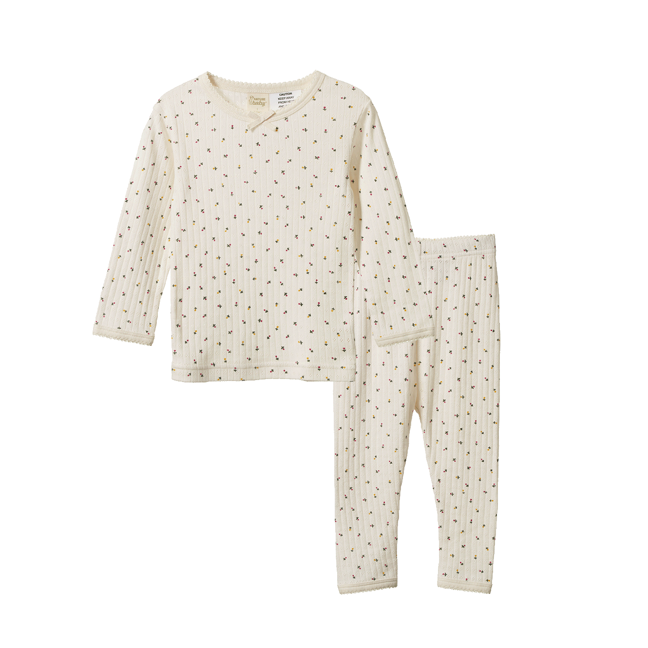 Nature Baby 2pc Long sleeve Pyjama Set Pointelle - Daisy Print