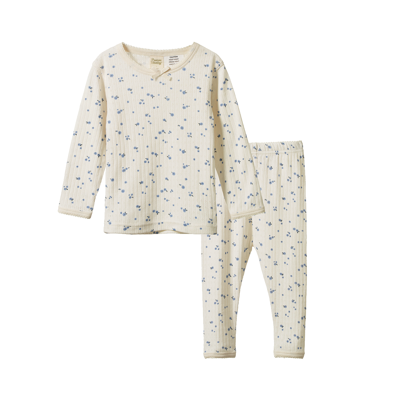 Nature Baby 2pc Long sleeve Pyjama Set Pointelle - Daisy Print