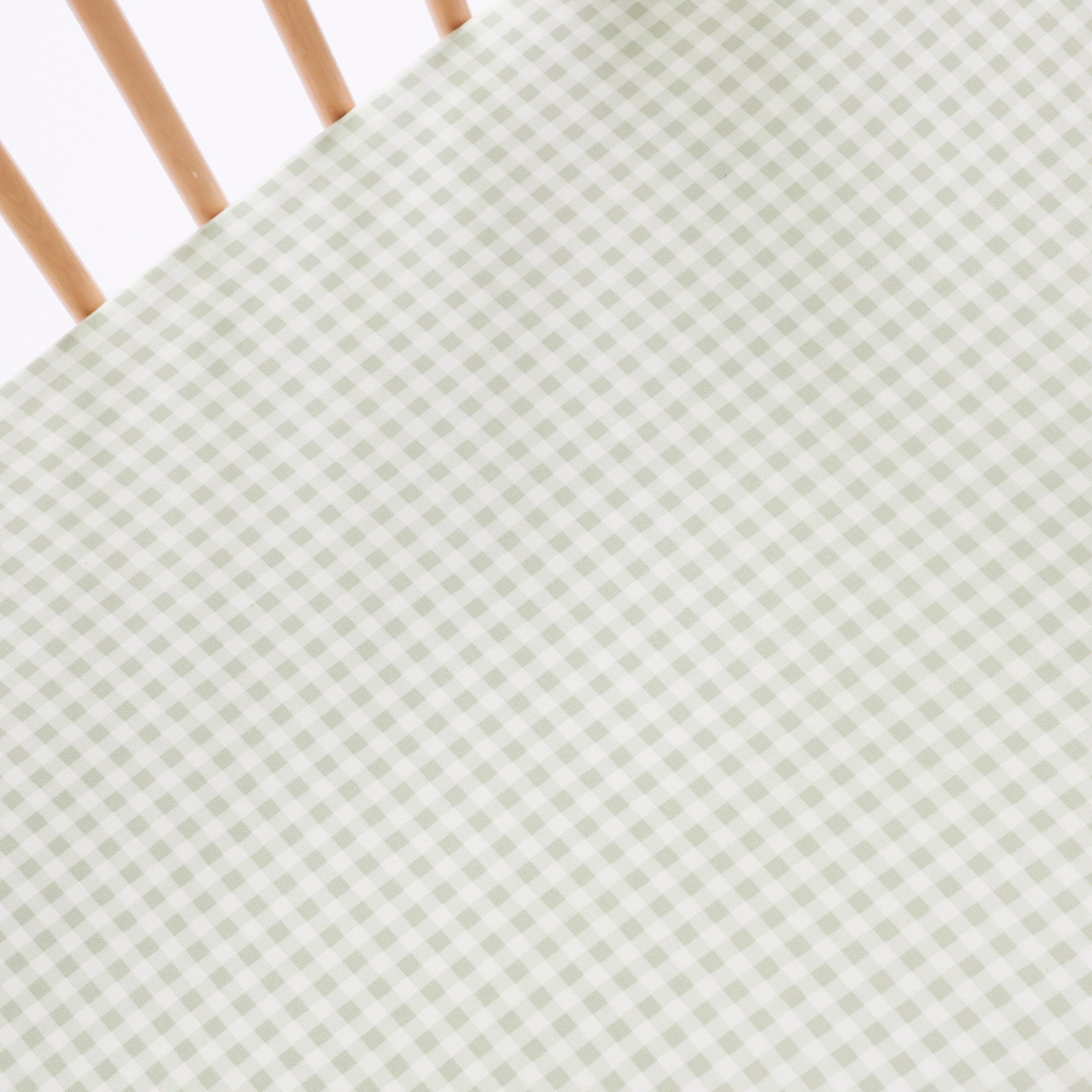 Kynd Baby Fitted Cot Sheet - Sage Gingham