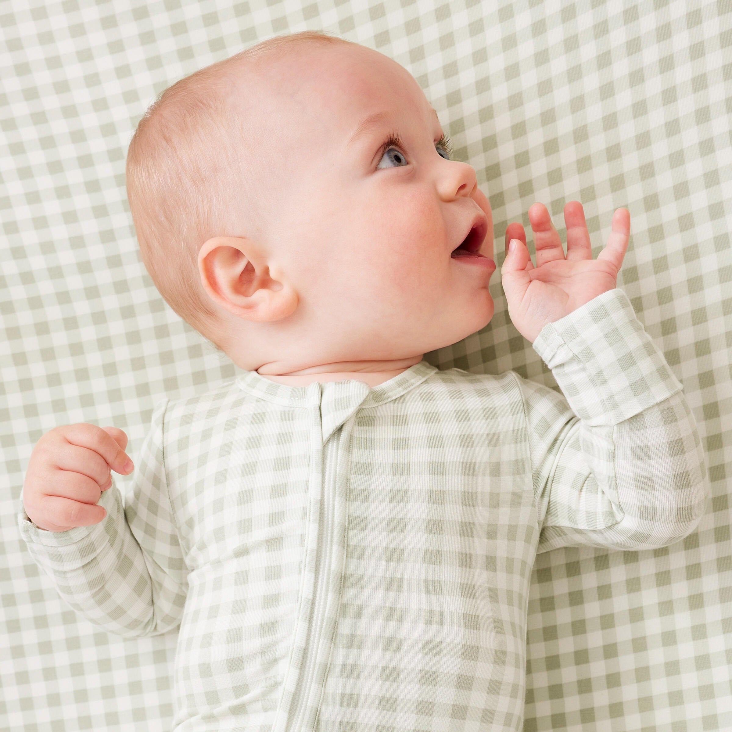 Kynd Baby Day or Night Onesie - Sage Gingham