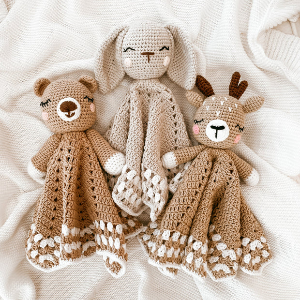 Blossom & Pear Heirloom Crochet Lovey Comforter - Fawn