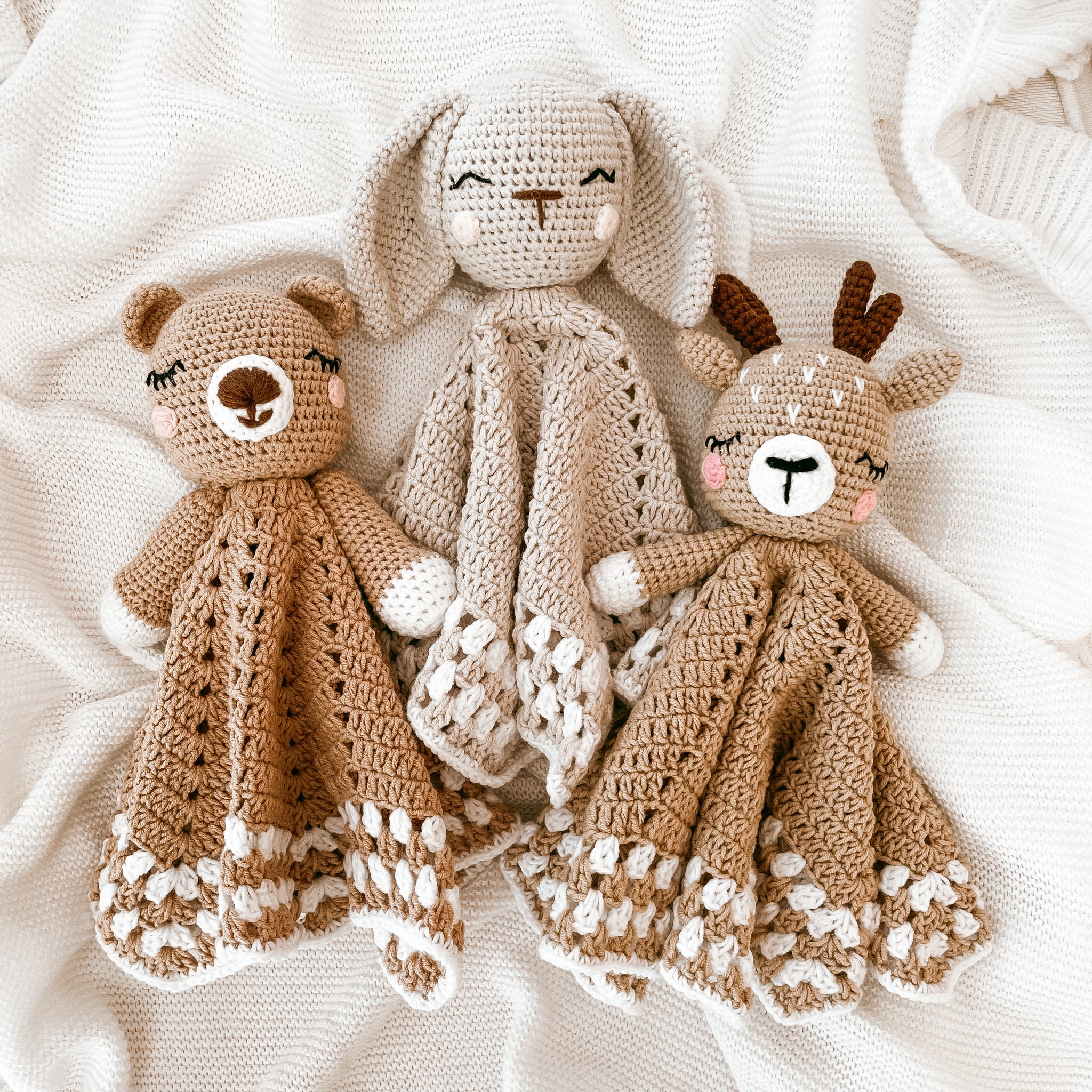 Blossom & Pear Heirloom Crochet Lovey Comforter - Bear
