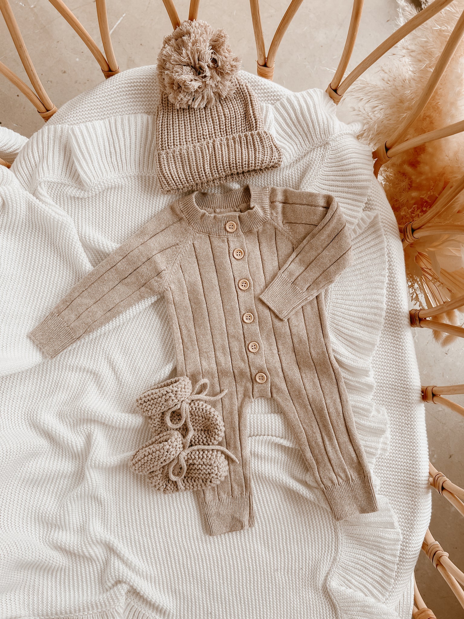 Blossom & Pear Mini Knit Booties - Fawn