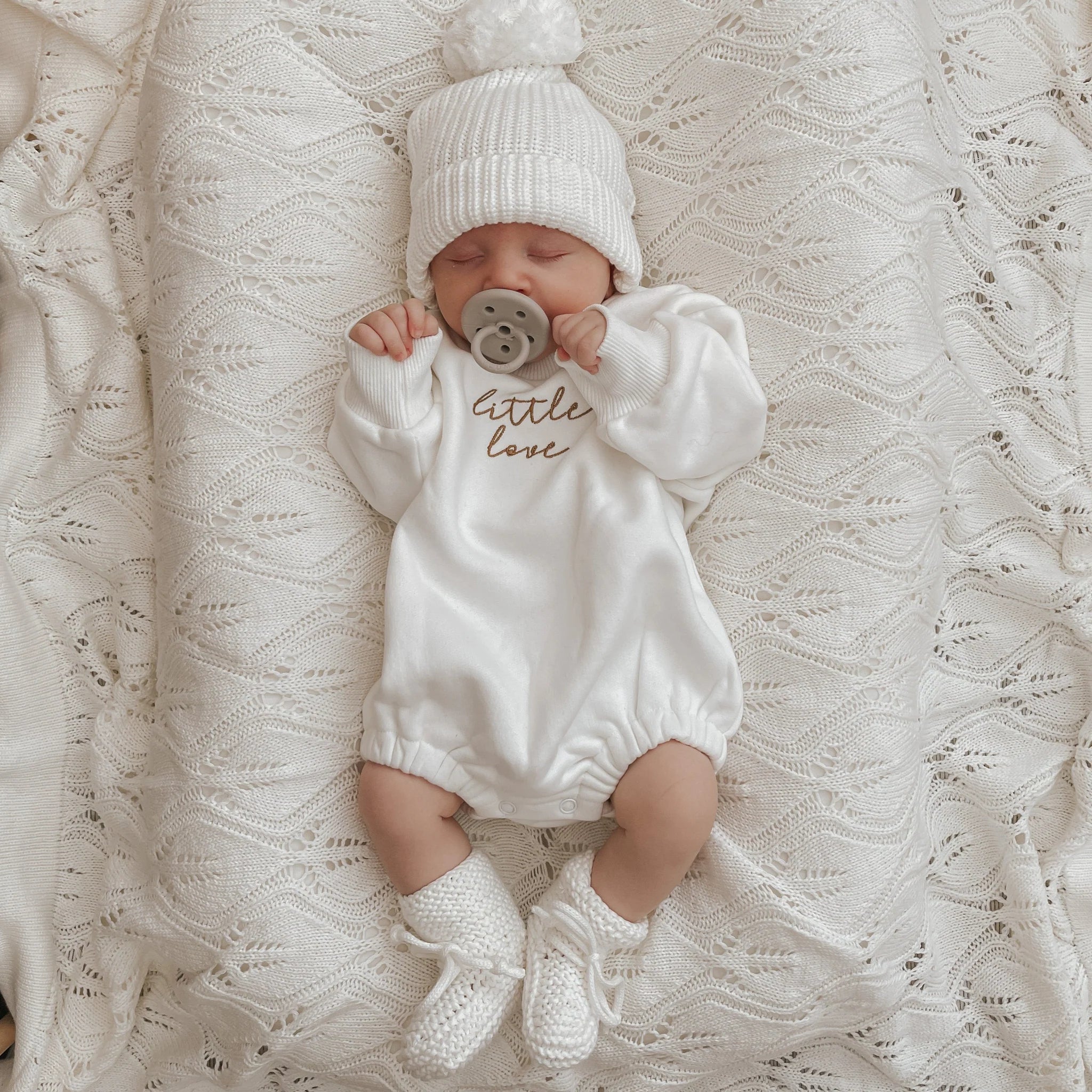 Blossom & Pear Mini Knit Booties - Milk