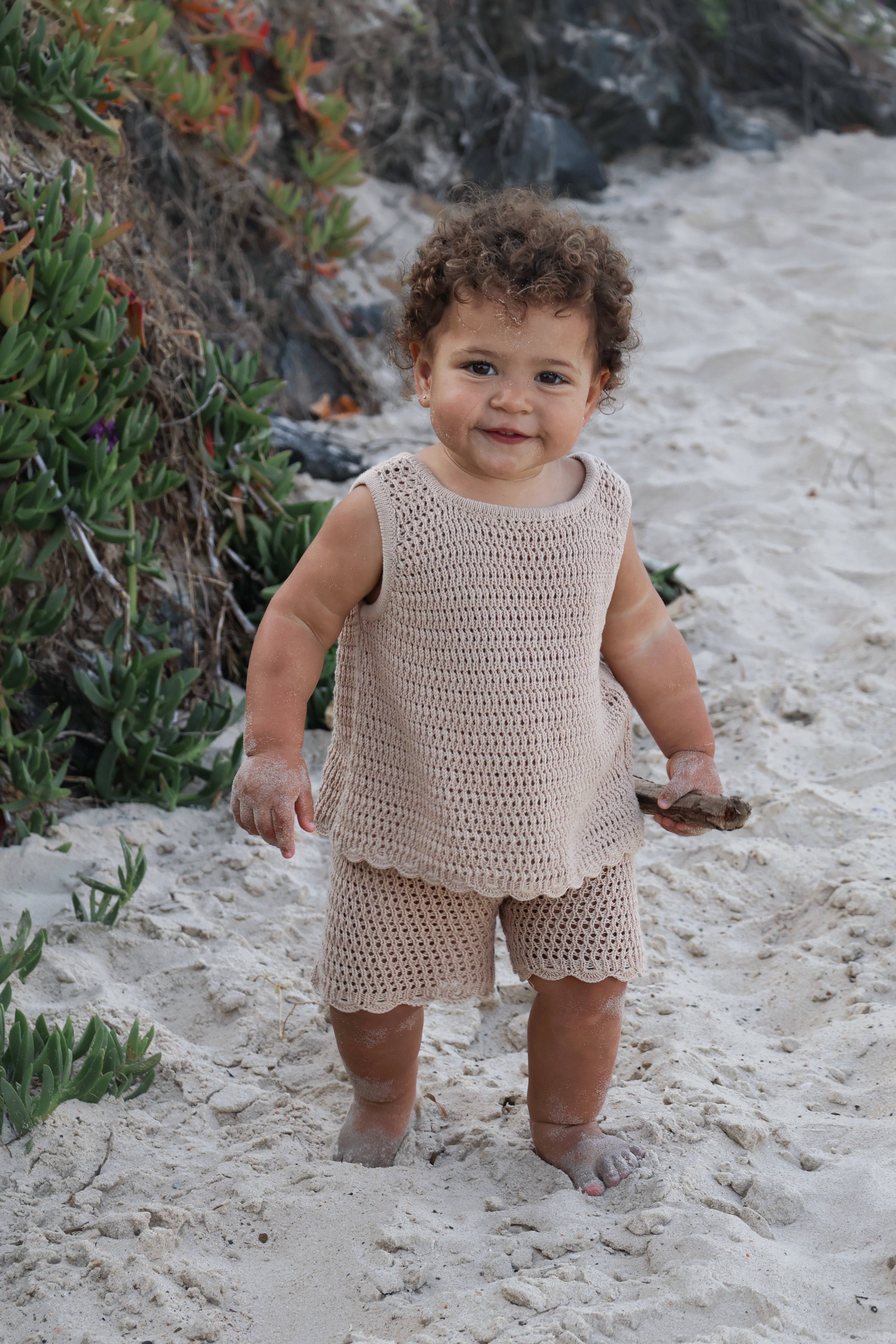 Belle & Sun Crochet Shorts - Sand