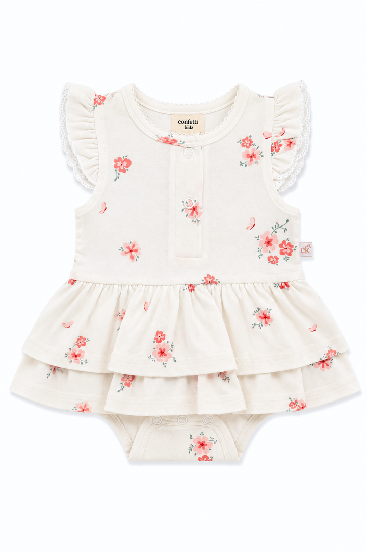 Confetti Kidz Pink Posies | Bodysuit Dress