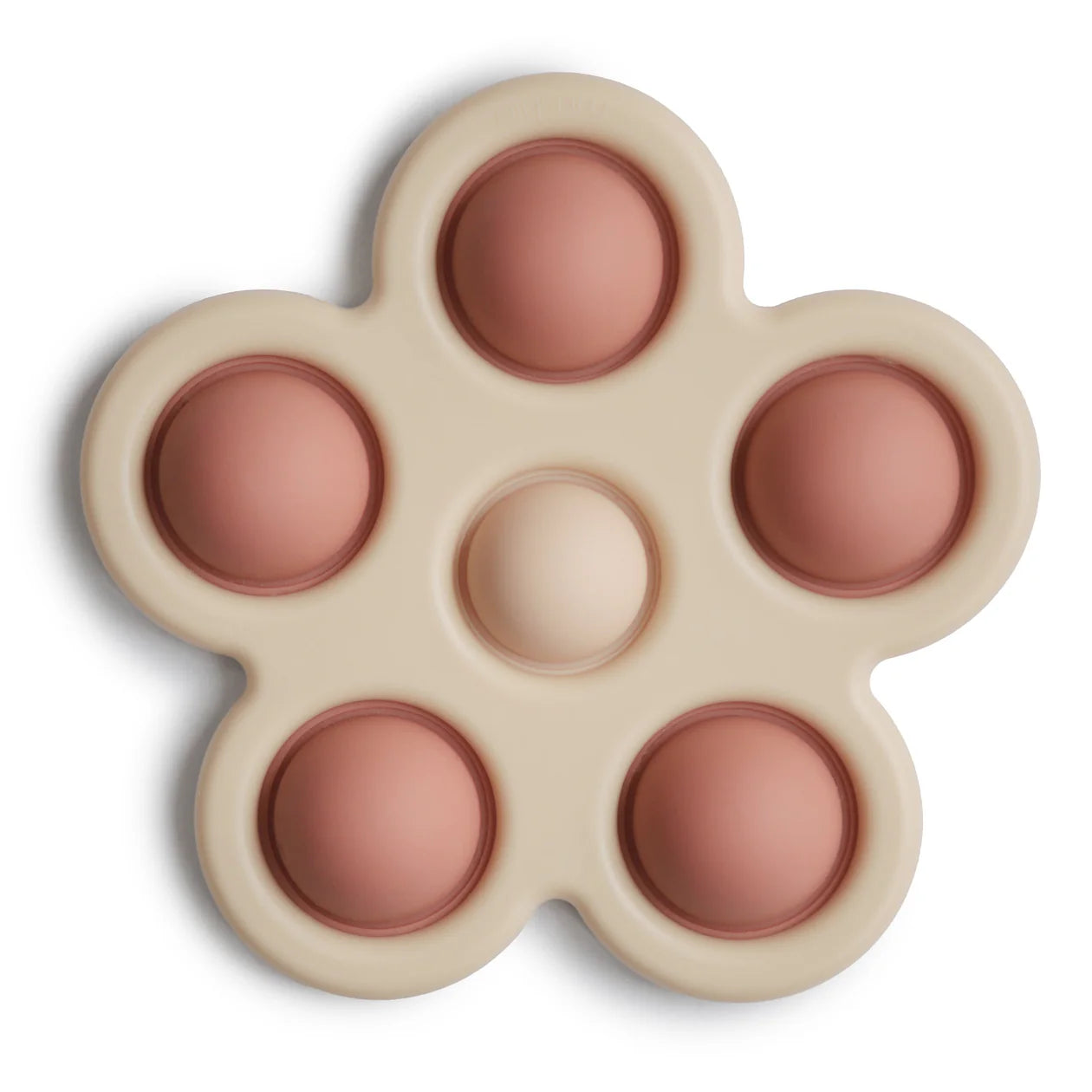 Mushie Flower Press Toy - Rose/ Blush/ Shifting Sand