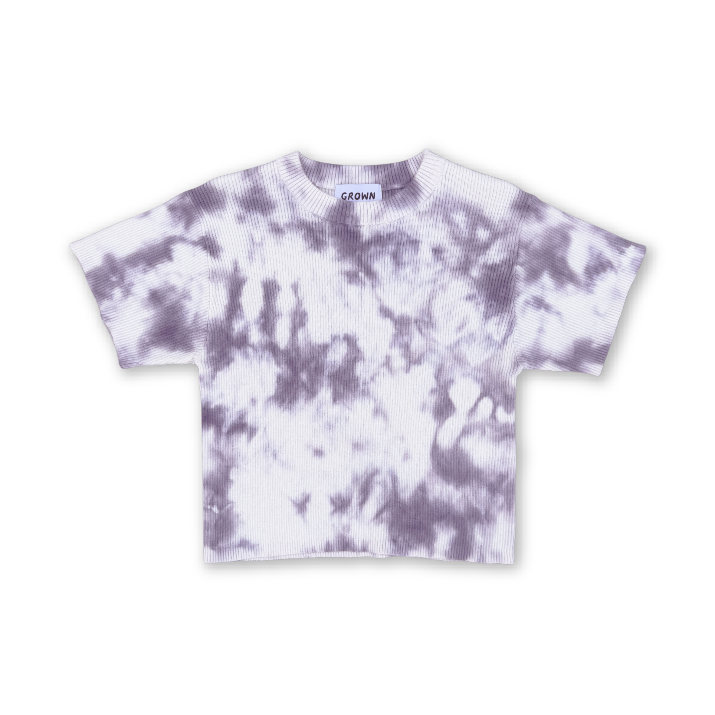 Grown Organic Knitted Tie Dye Rib Tee - Grape