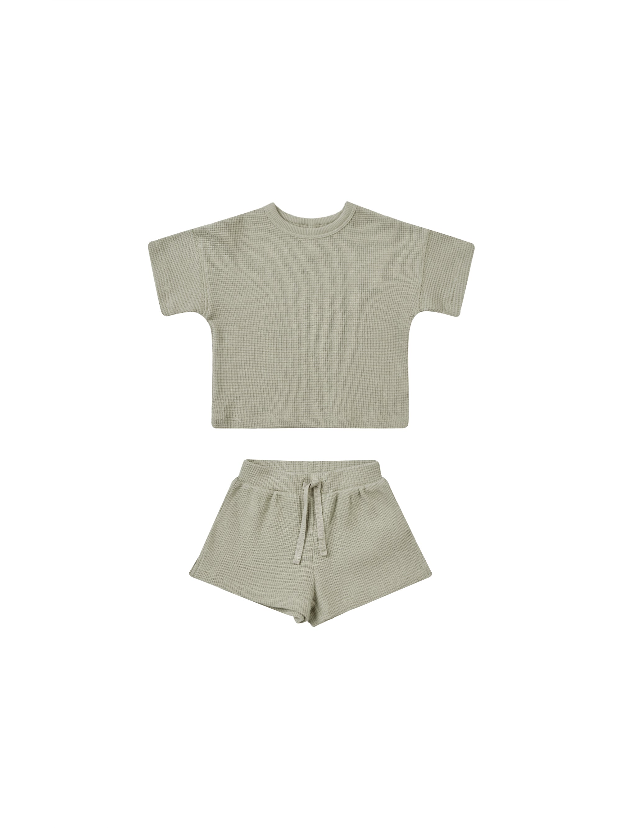 Waffle Tee + Short Set - Sage