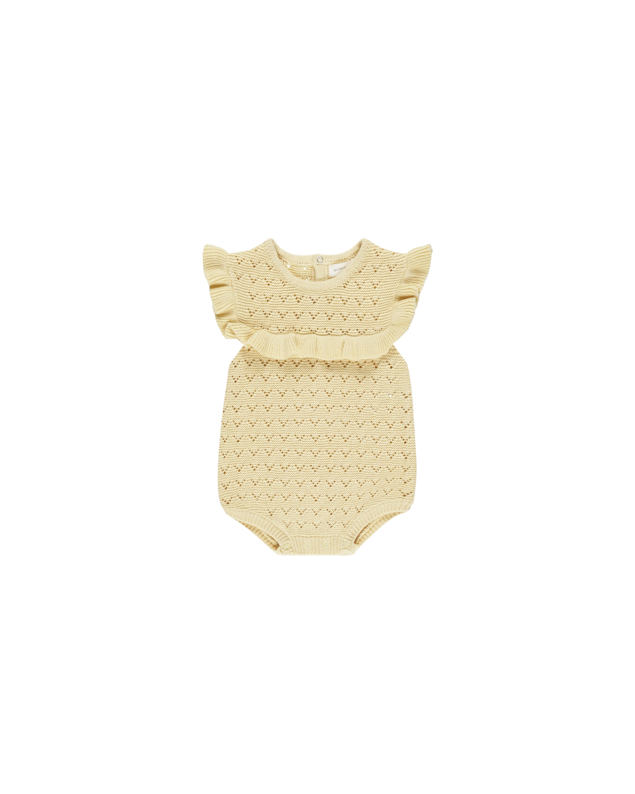 Quincy Mae Pointelle Ruffle Romper - Yellow