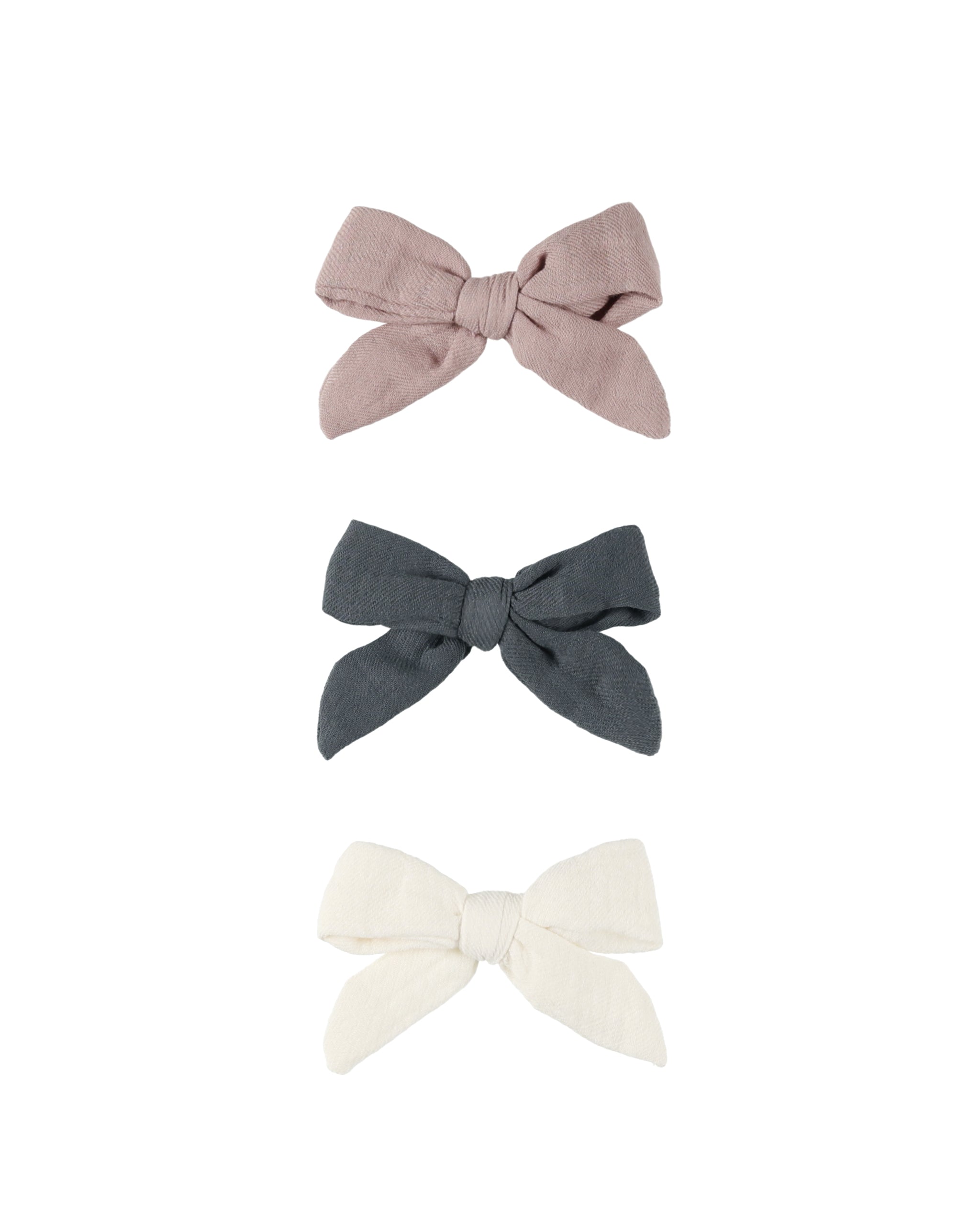 Quincy Mae Bow with Clip, Set of 3 || INDIGO, MAUVE, IVORY