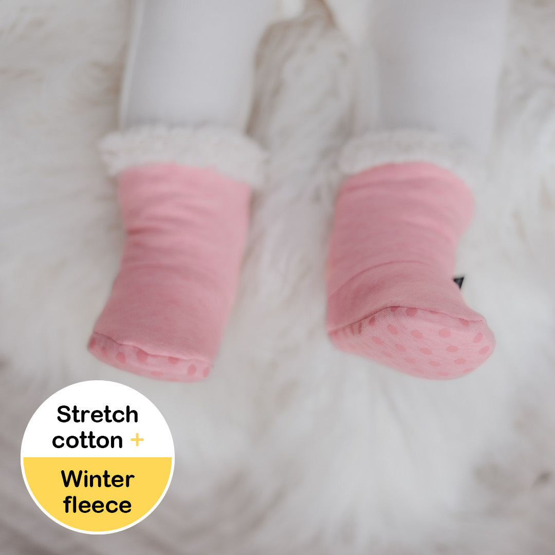 Bedheads Fleecy Winter Booties - Baby Pink Marle