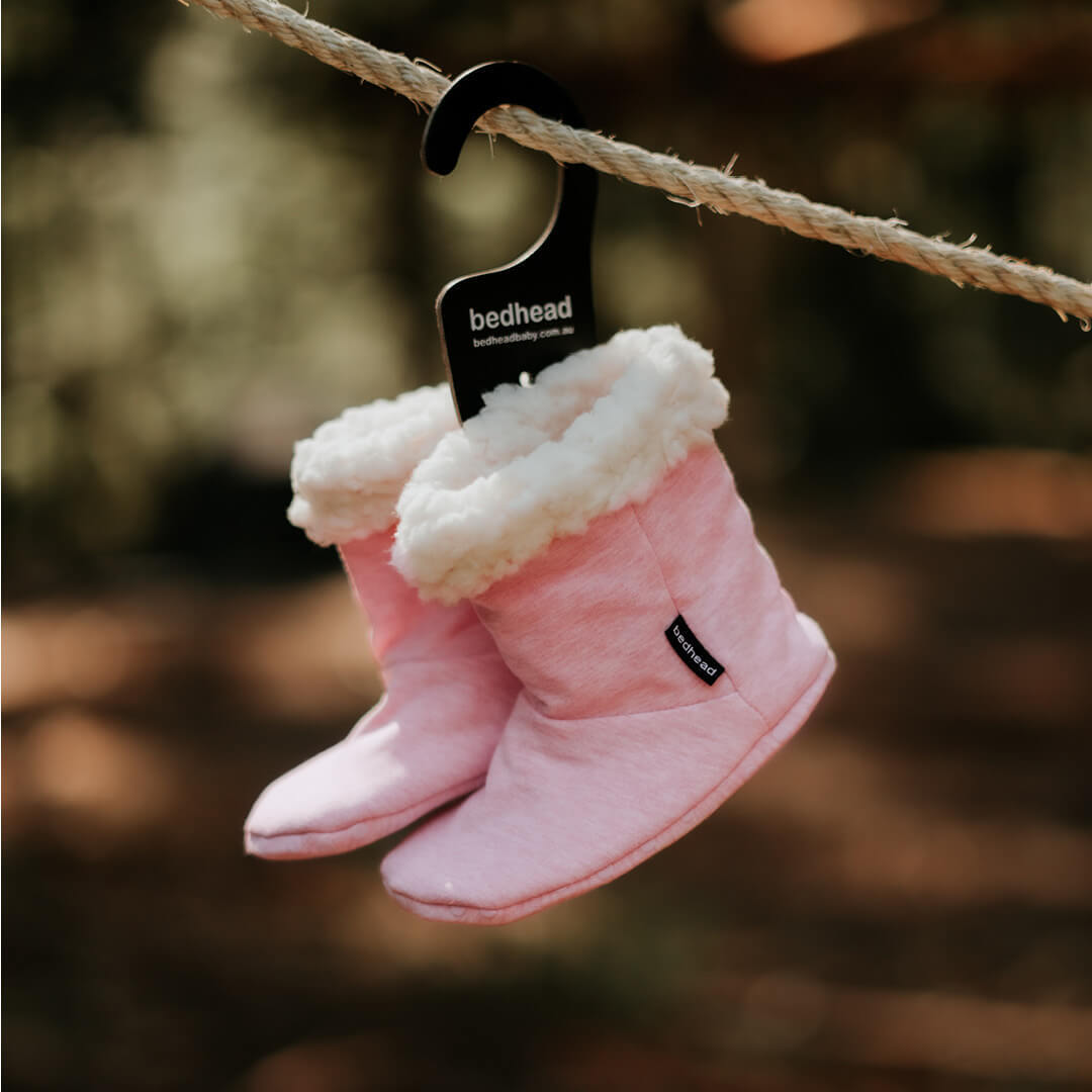 Bedheads Fleecy Winter Booties - Baby Pink Marle