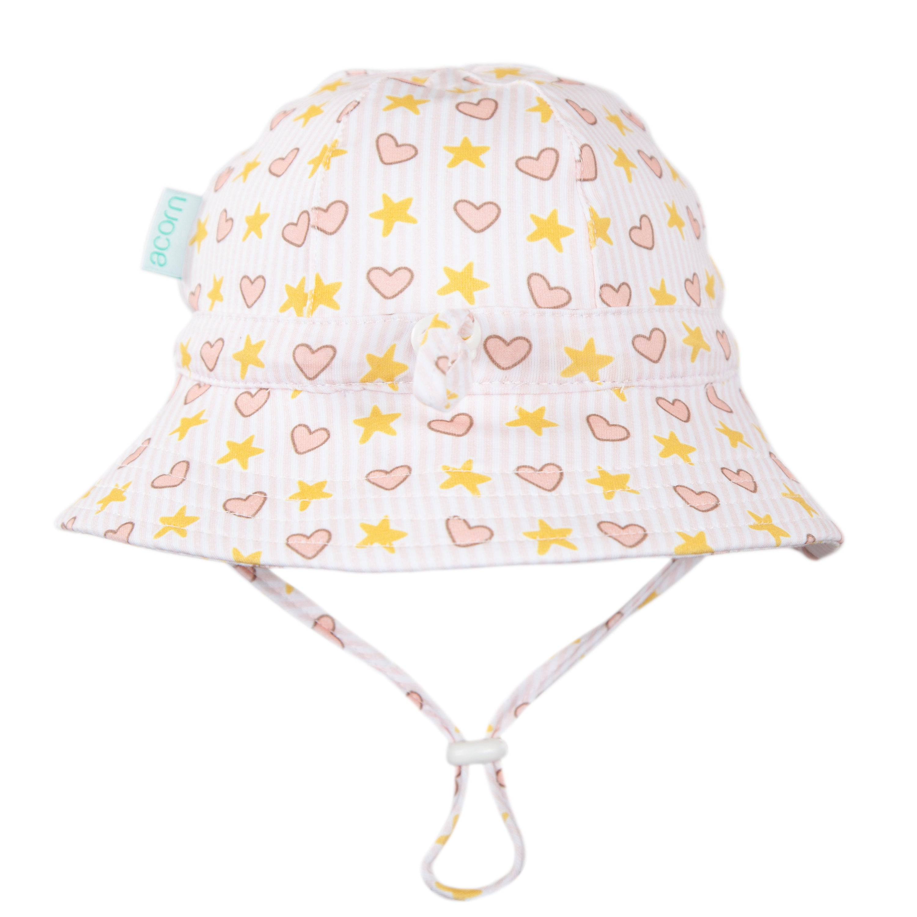 Acorn Kids Love and Stars Stretch Cotton Wide Brim Sunhat