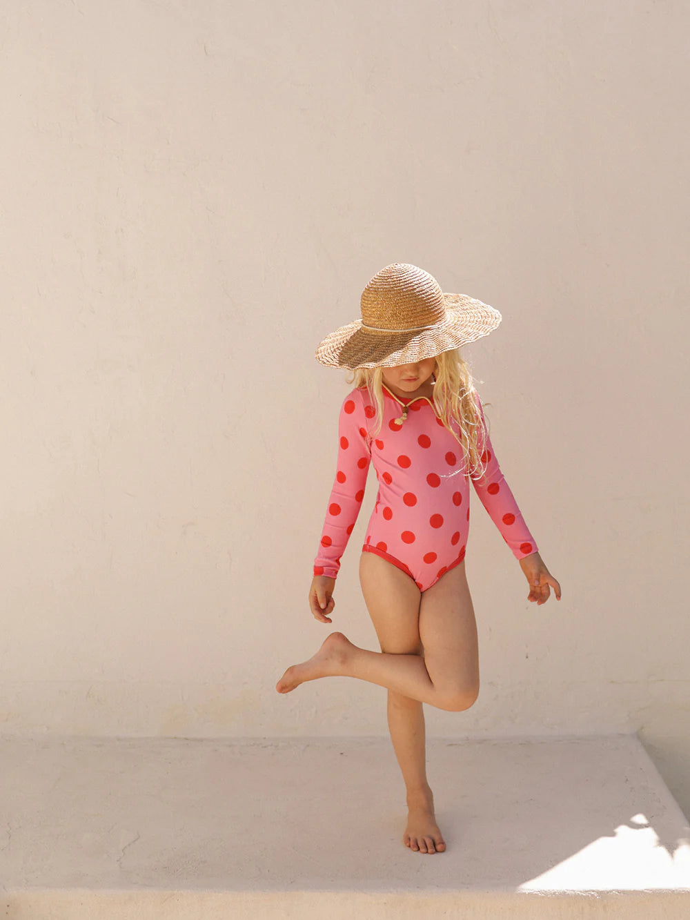 Small Swim Club Long Sleeve Polka One Piece