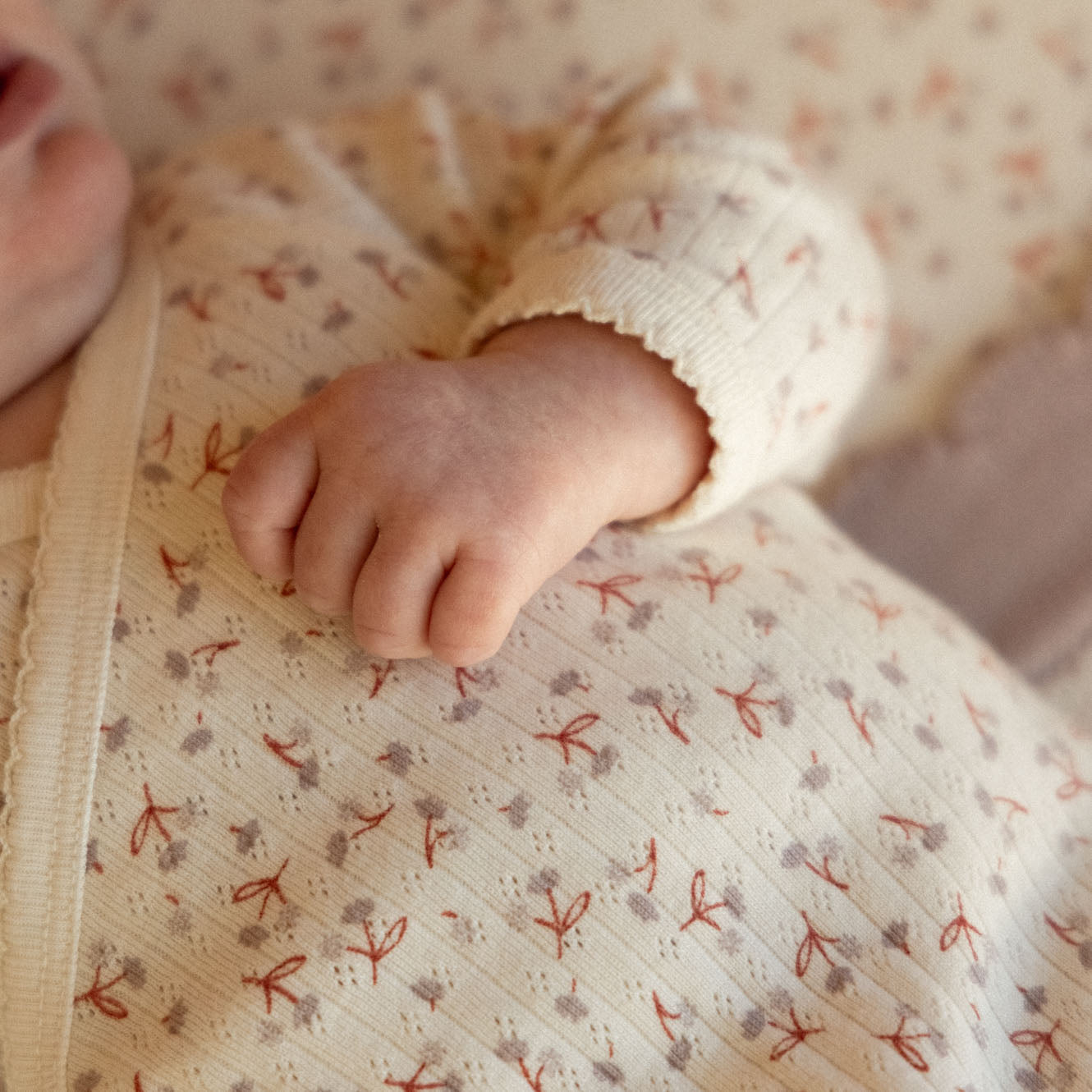 Nature Baby Long Sleeve Kimono Bodysuit Pointelle- Dandelion Print